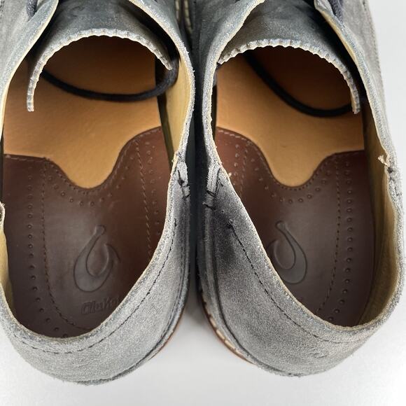 Olukai Walino Men’s Size 11 Gray Leather Lace Up Casual Oxford Dress Shoes EUC main image 3